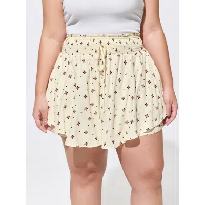 Bloomchic Geometric Print Wide Shirred Waist Skort In Multi