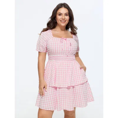 Bloomchic Gingham Print Fit And Flare Mini Dress