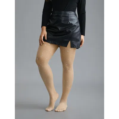Bloomchic Glitter Star Black Stockings In Orange