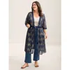 Bloomchic Glitter Tassels Webbed Open Front Kimono In Multi