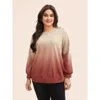 Bloomchic Gradient Dyeing Round Neck Sweatshirt In Multi