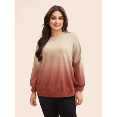 Bloomchic Gradient Dyeing Round Neck Sweatshirt In Multi