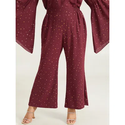 Bloomchic Halloween Star Glitter Flare Leg Elastic Waist Pants In Red