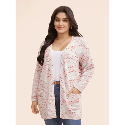 Bloomchic Heather Drop Shoulder Pocket Cardigan In Pink