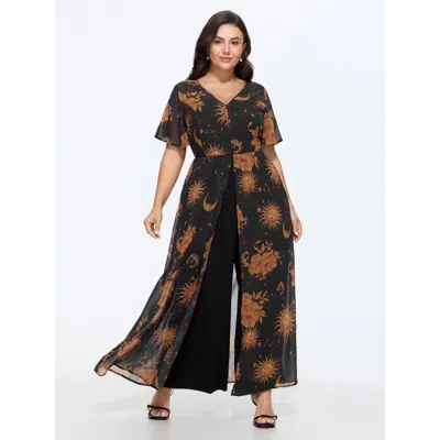 Bloomchic Hidden Zipper Layered Pockets Jumpsuit In Black