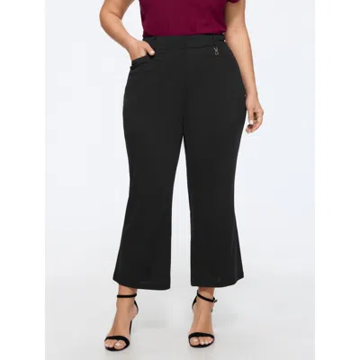Bloomchic High Waist Pocket Flare Cropped Pants In Black