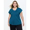 Bloomchic Knotted Front Plain Dolman Sleeve Blouse In Blue