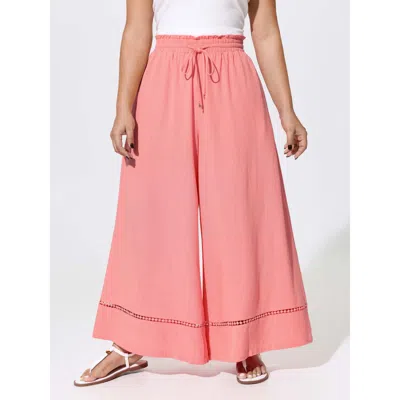 Bloomchic Lace Trim Drawstring Waist Breezy Pants