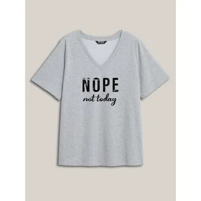 Bloomchic Lazy Vibes V-neck T-shirt In Gray