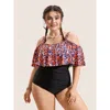 Bloomchic Leopard Patchwork Cold Shoulder One Piece Swimsuit In Orange