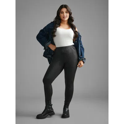 Bloomchic Leopard Print Pocket High Stretch Leggings In Black