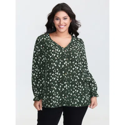 Bloomchic Leopard Print Stretchy Cuff Sleeve Blouse In Gold
