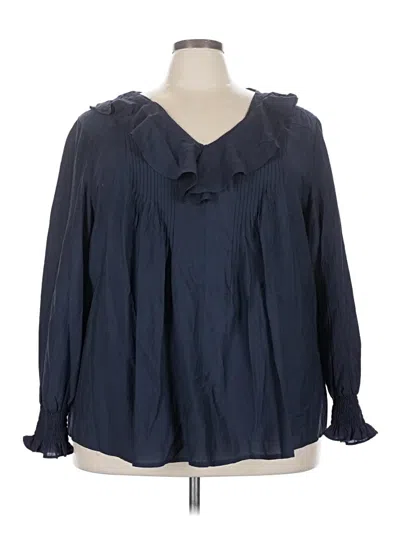 Pre-owned Bloomchic Long Sleeve Blouse In Blue