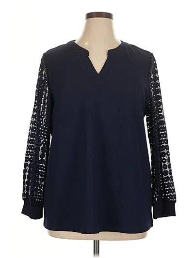 Pre-owned Bloomchic Long Sleeve Blouse In Blue