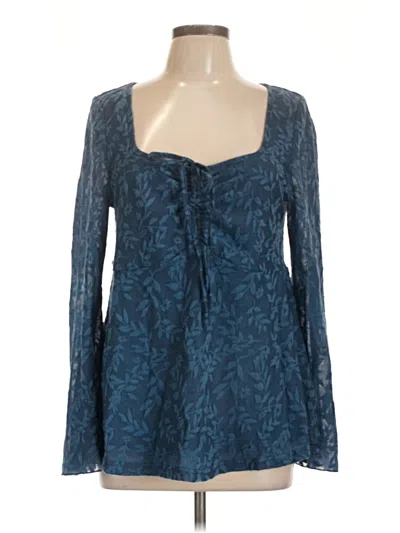 Pre-owned Bloomchic Long Sleeve Blouse In Blue
