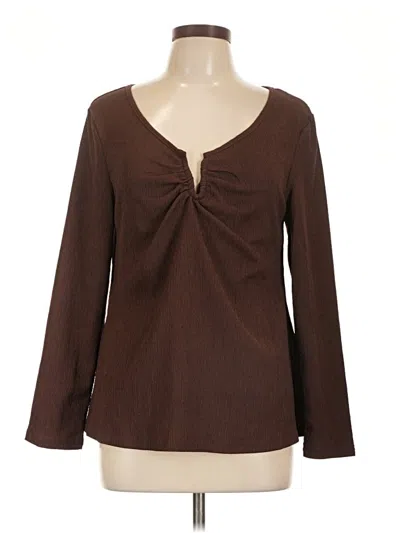 Pre-owned Bloomchic Long Sleeve Blouse In Brown