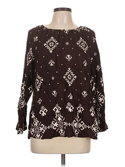 Pre-owned Bloomchic Long Sleeve Blouse In Brown