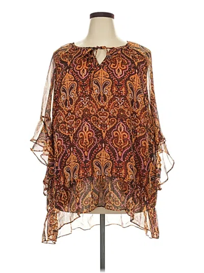 Pre-owned Bloomchic Long Sleeve Blouse In Brown