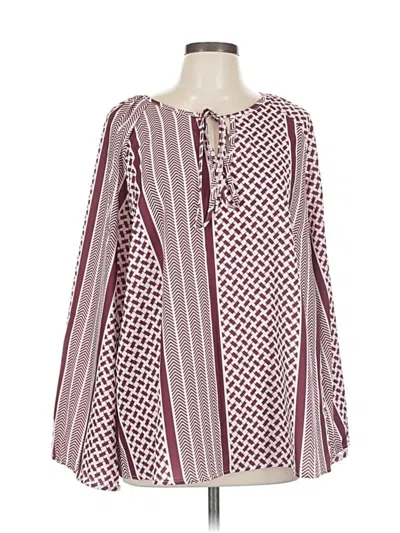 Pre-owned Bloomchic Long Sleeve Blouse In Burgundy