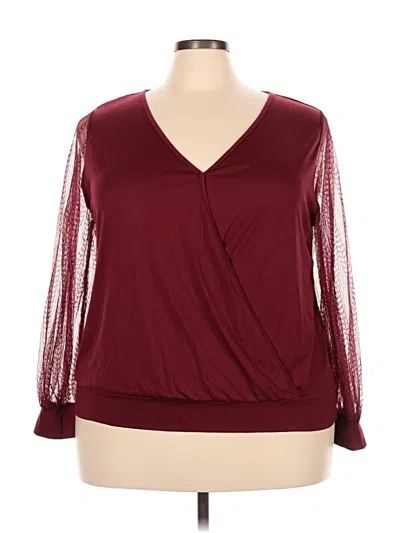 Pre-owned Bloomchic Long Sleeve Blouse In Burgundy