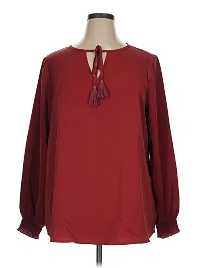 Pre-owned Bloomchic Long Sleeve Blouse In Burgundy