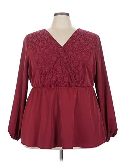 Pre-owned Bloomchic Long Sleeve Blouse In Burgundy