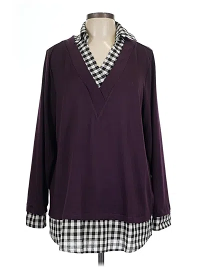 Pre-owned Bloomchic Long Sleeve Blouse In Burgundy