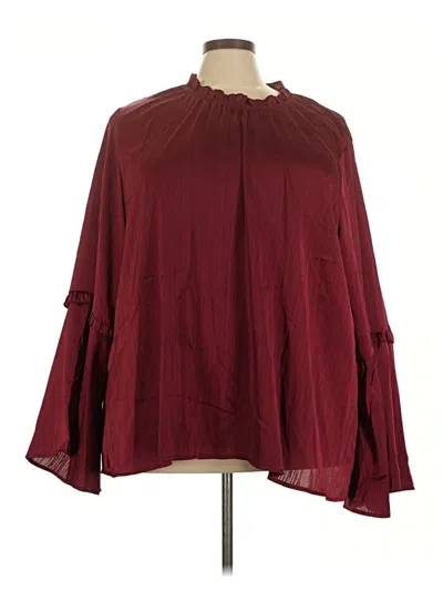 Pre-owned Bloomchic Long Sleeve Blouse In Burgundy