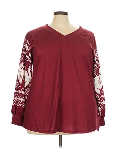 Pre-owned Bloomchic Long Sleeve Blouse In Burgundy