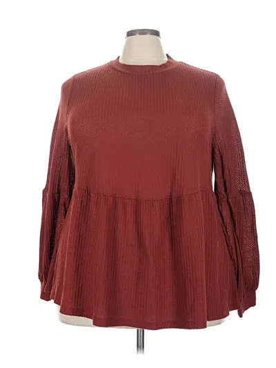 Pre-owned Bloomchic Long Sleeve Blouse In Burgundy