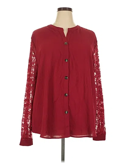 Pre-owned Bloomchic Long Sleeve Blouse In Burgundy