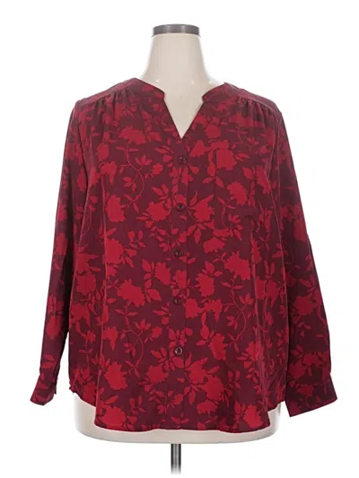 Pre-owned Bloomchic Long Sleeve Blouse In Burgundy
