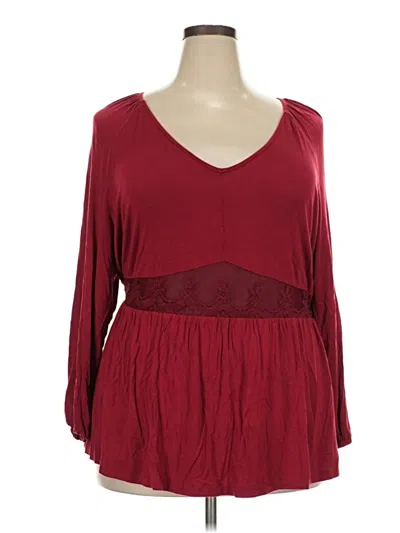 Pre-owned Bloomchic Long Sleeve Blouse In Burgundy