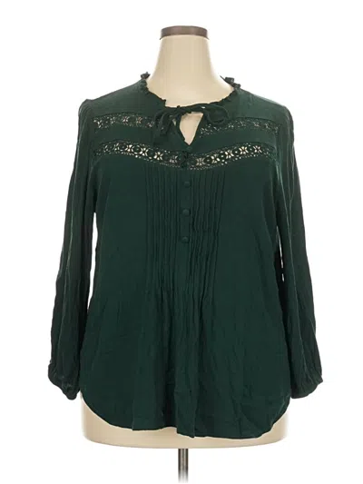 Pre-owned Bloomchic Long Sleeve Blouse In Green