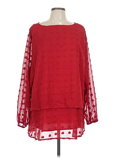 Pre-owned Bloomchic Long Sleeve Blouse In Red