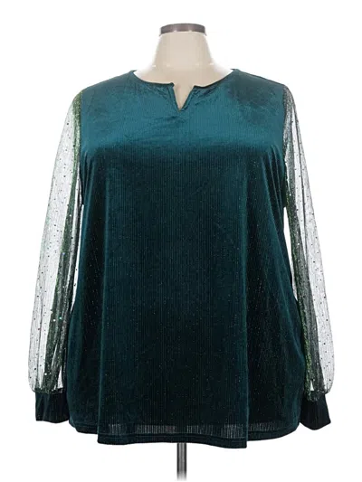 Pre-owned Bloomchic Long Sleeve Blouse In Teal