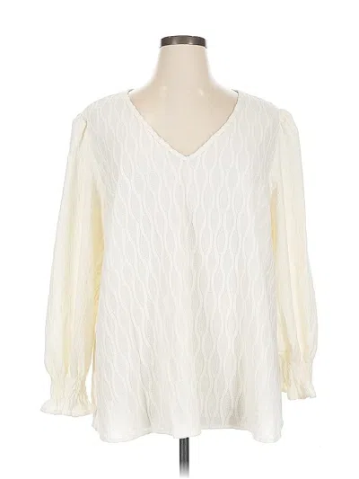 Pre-owned Bloomchic Long Sleeve Blouse In White