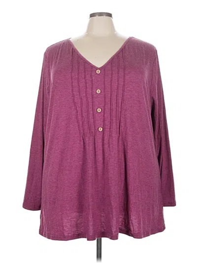 Bloomchic Long Sleeve Henley Shirt In Purple