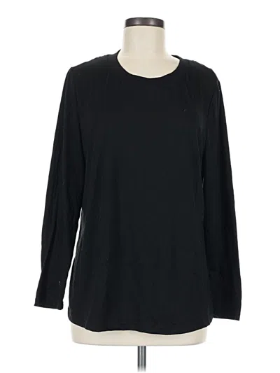 Pre-owned Bloomchic Long Sleeve Top Black Crew Neck Tops