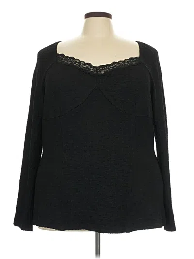 Pre-owned Bloomchic Long Sleeve Top Black Sweetheart Neckline Tops