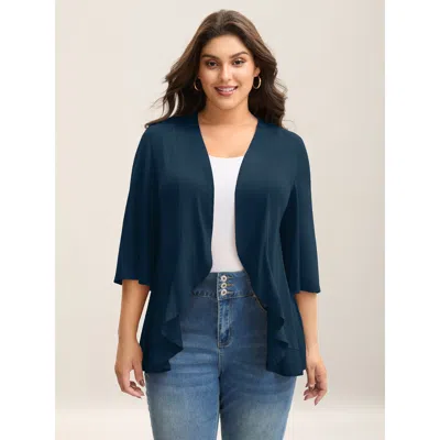 Bloomchic Lotus Hem Curvy Kimono Cover-up In Blue