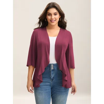 Bloomchic Lotus Hem Curvy Kimono Cover-up In Burgundy