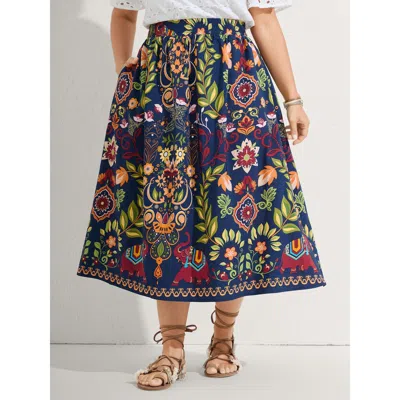 Bloomchic Multi-color Floral Pockets Midi Skirt