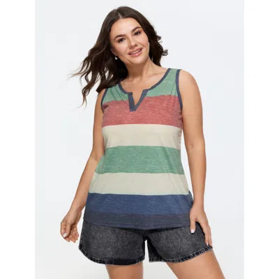 Bloomchic Multi-color Stripes Off-sleeves Vest