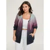 Bloomchic Ombre Gradient Zipper Front Jacket In Multi