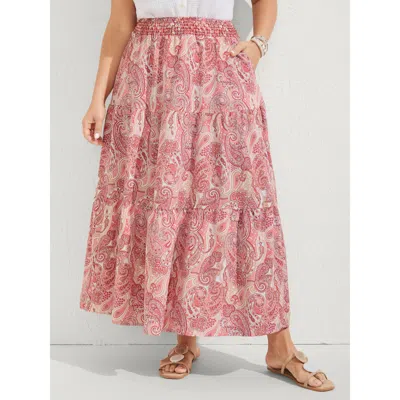 Bloomchic Paisley Print Shirred Waist Midi Skirt In Pink