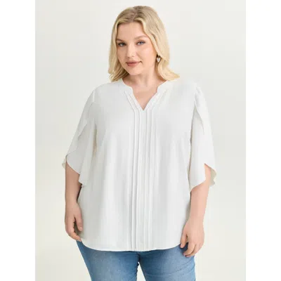 Bloomchic Petal Sleeve Toothpick Pleats Shirt In White