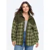 Bloomchic Plaid Corduroy Patchwork Button Down Jacket In Multi