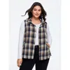 Bloomchic Plaid Lapel Collar Snap Front Layering Vest In Multicolor