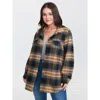 Bloomchic Plaid Print Button Down Shirt In Brown